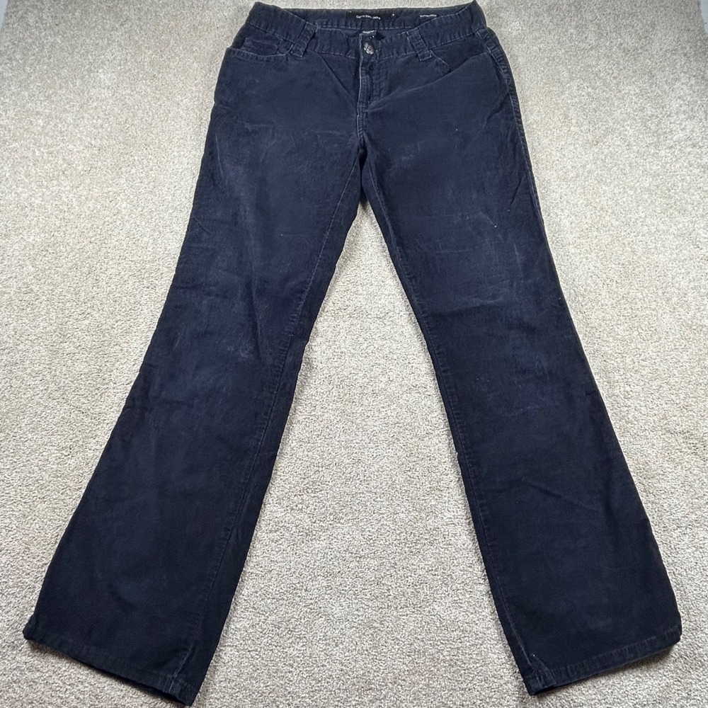 Calvin Klein Jeans Womens 10 Black Corduroy Lean Bootcut Pants Mid Rise Solid
